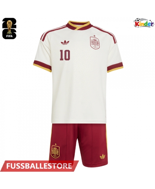Günstige Spanien Dani Olmo #10 Auswärts Trikotsatzt Kinder WM 2026 Kurzarm (+ Kurze Hosen)